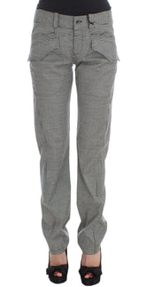 Ermanno Scervino Black White Checkered Cotton Casual Pants